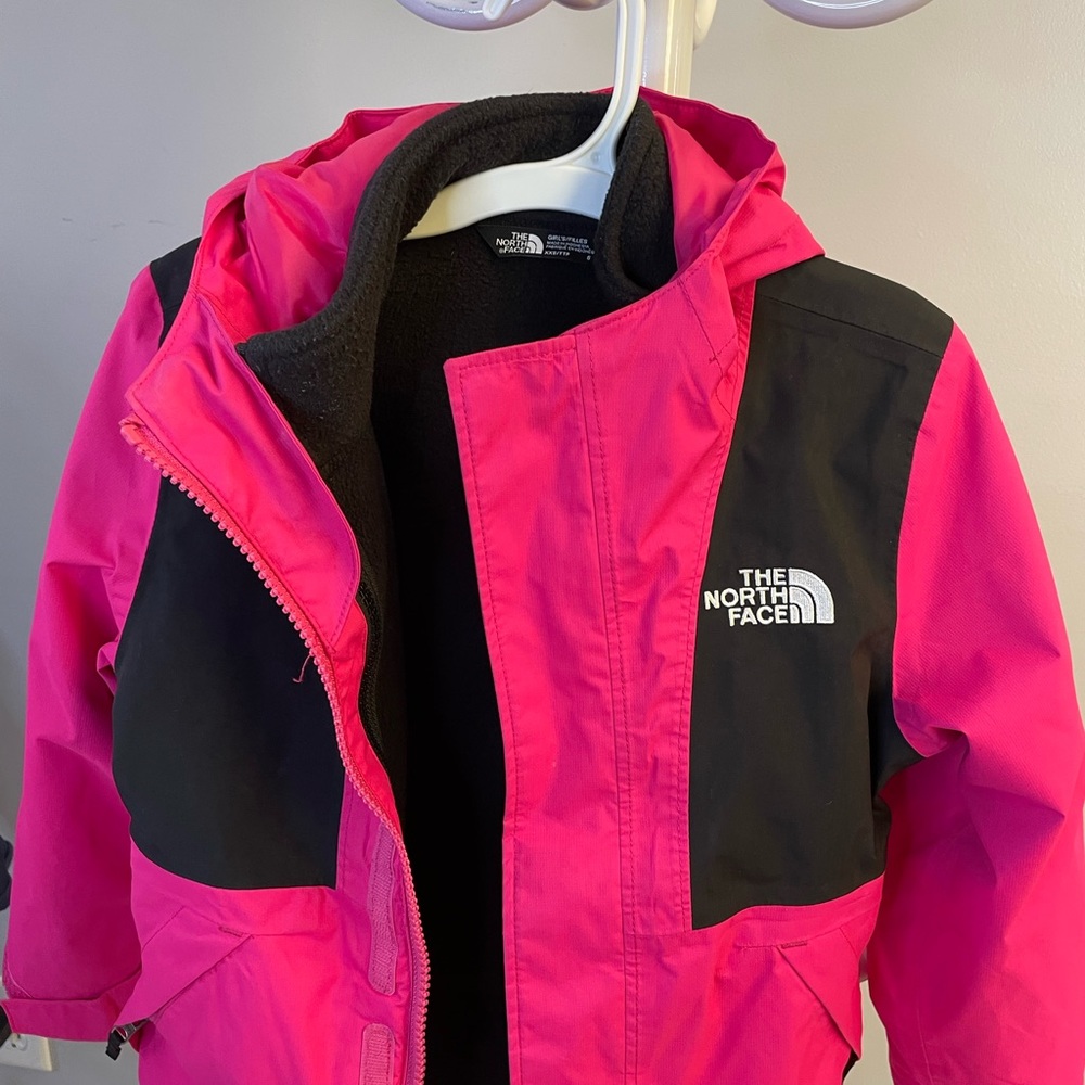 Pink Ski jacket with removable fleece jacket inside.